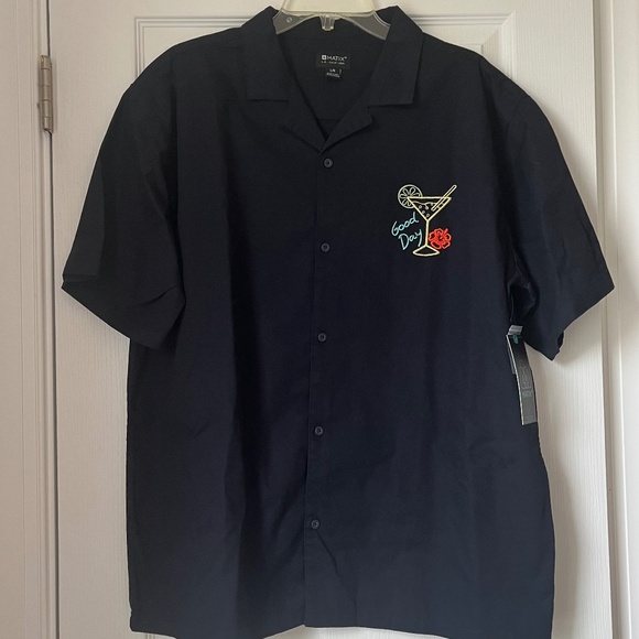 New Men’s Matix 100% Cotton Shirt Navy Size L - Picture 1 of 4